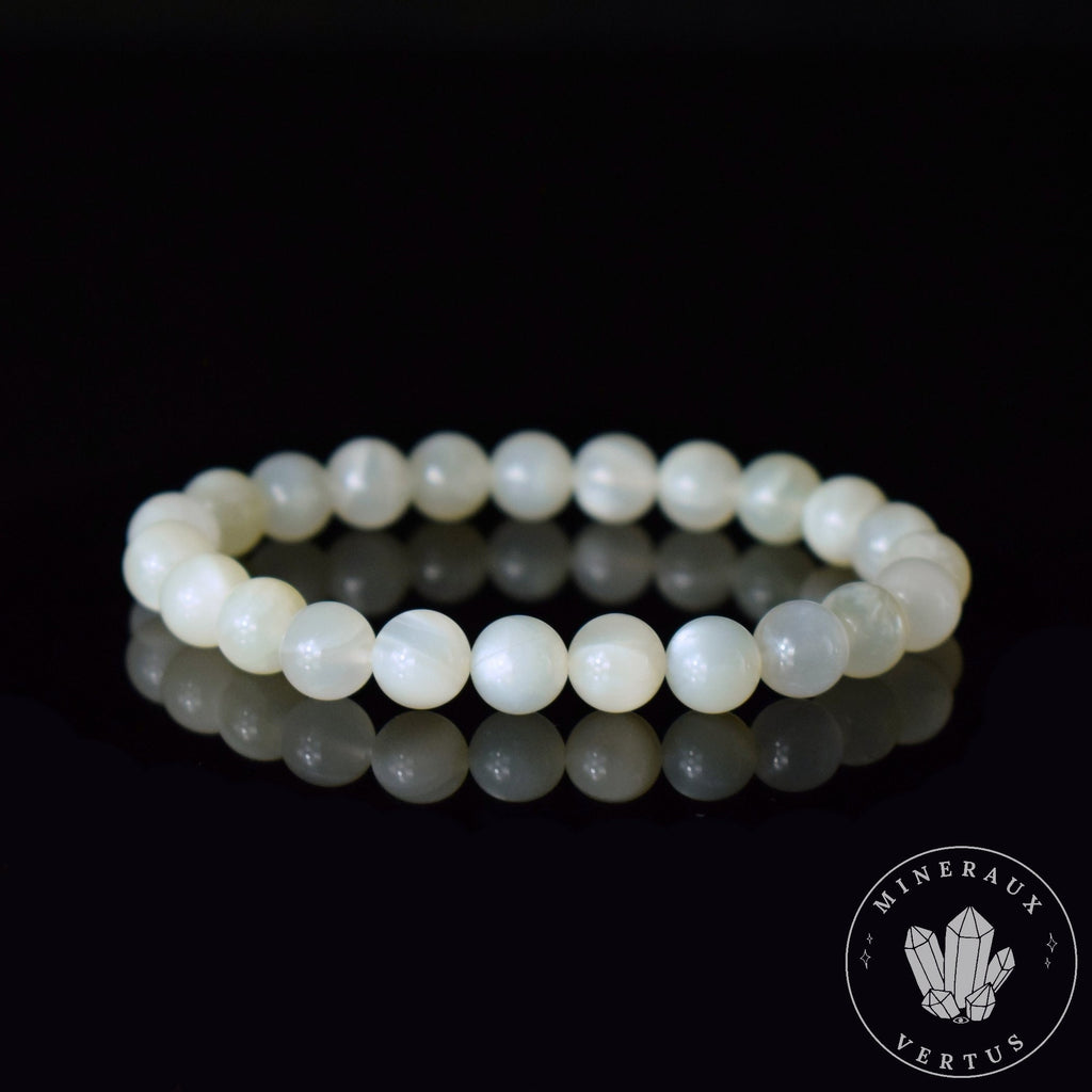 Bracelet Pierre de Lune Blanche perles 8mm rondes AA - Equilibre émotionnel - Libération - Empathie - Féminité