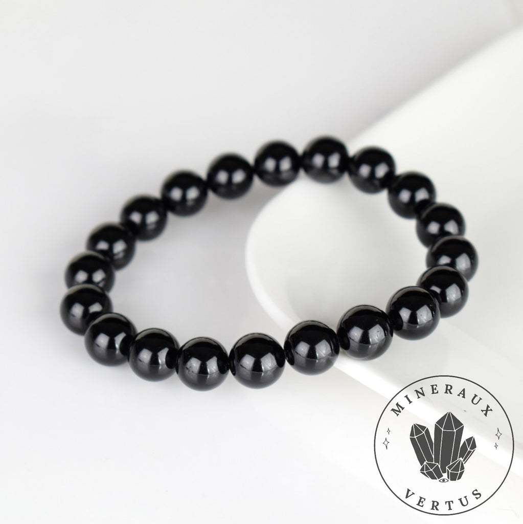 Bracelet Tourmaline noire perles 10mm rondes - Ancrage - Protection - Réalignement