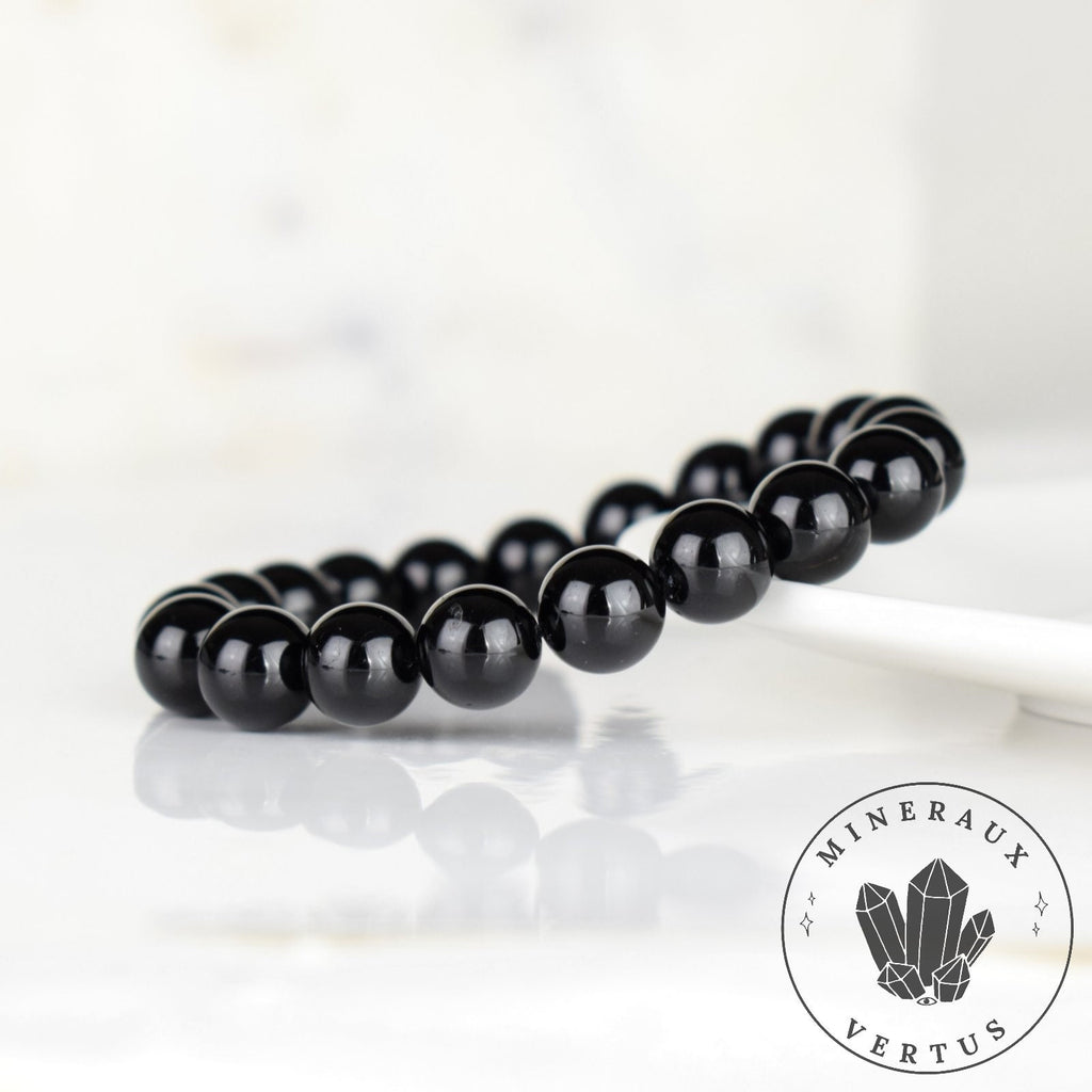 Bracelet Tourmaline noire perles 10mm rondes - Ancrage - Protection - Réalignement