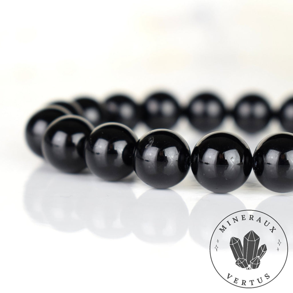 Bracelet Tourmaline noire perles 10mm rondes - Ancrage - Protection - Réalignement