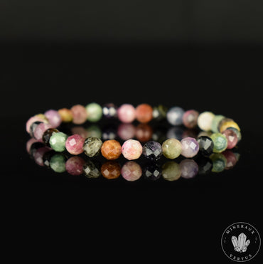 bracelet tourmaline multicolore perles 6mm rondes facettées