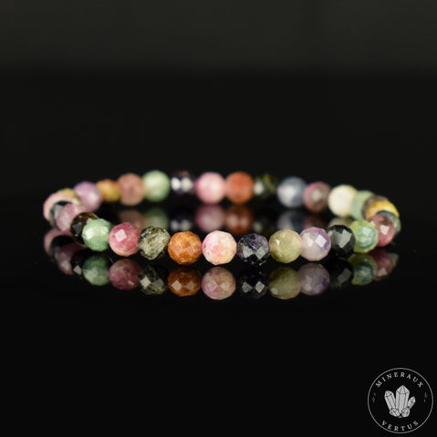 bracelet tourmaline multicolore perles 6mm rondes facettées