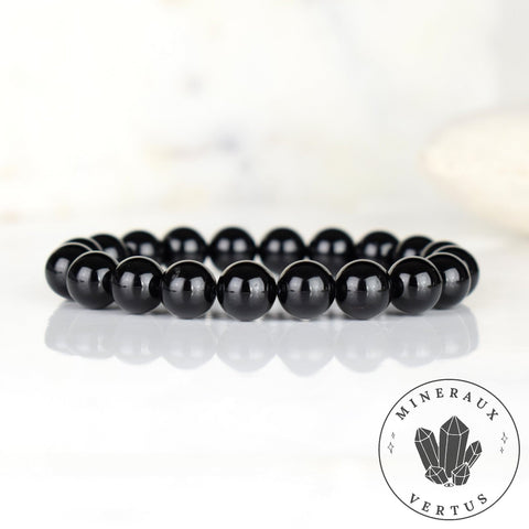 Bracelet Tourmaline noire perles 10mm rondes - Ancrage - Protection - Réalignement