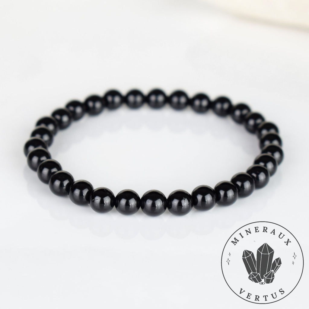 Bracelet Spinelle noir AAA perles 6mm rondes - Protection - Ancrage - Vigueur
