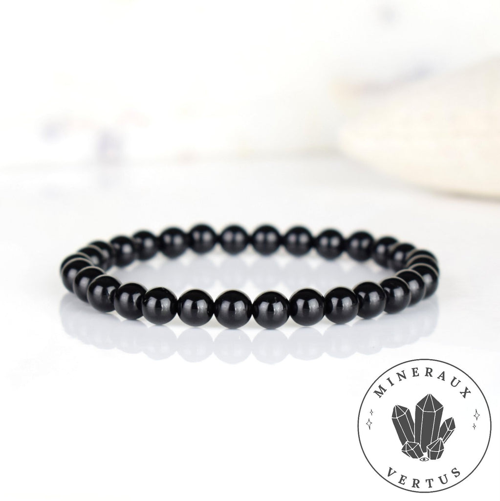 Bracelet Spinelle noir AAA perles 6mm rondes - Protection - Ancrage - Vigueur