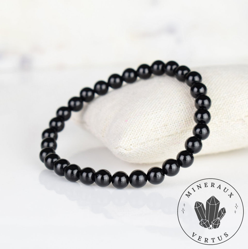 Bracelet Spinelle noir AAA perles 6mm rondes - Protection - Ancrage - Vigueur