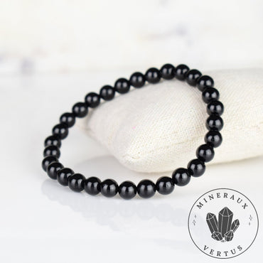 Bracelet Spinelle noir AAA perles 6mm rondes - Protection - Ancrage - Vigueur