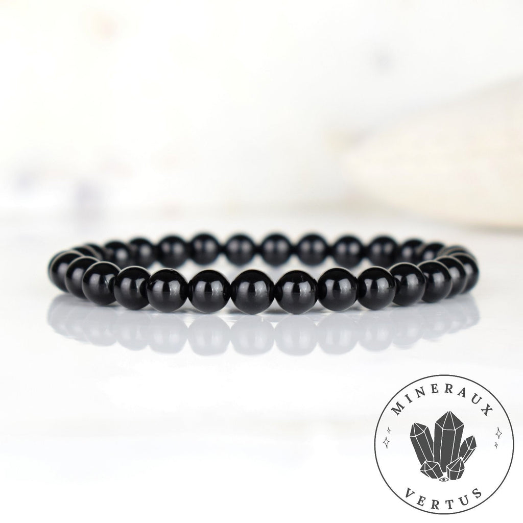 Bracelet Spinelle noir AAA perles 6mm rondes - Protection - Ancrage - Vigueur