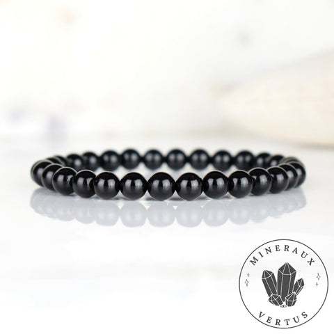 Bracelet Spinelle noir AAA perles 6mm rondes - Protection - Ancrage - Vigueur