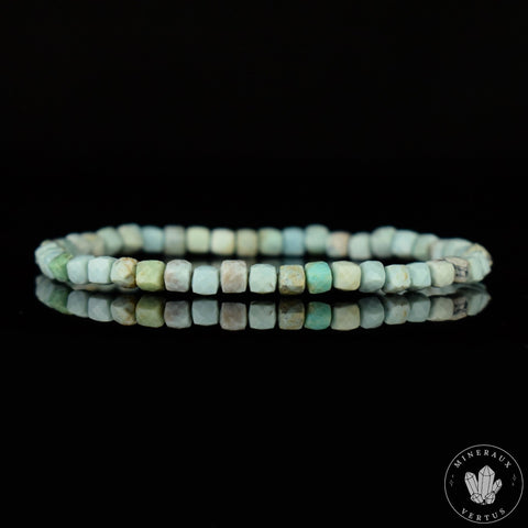 bracelet turquoise pérou perles 4mm carrées facettées