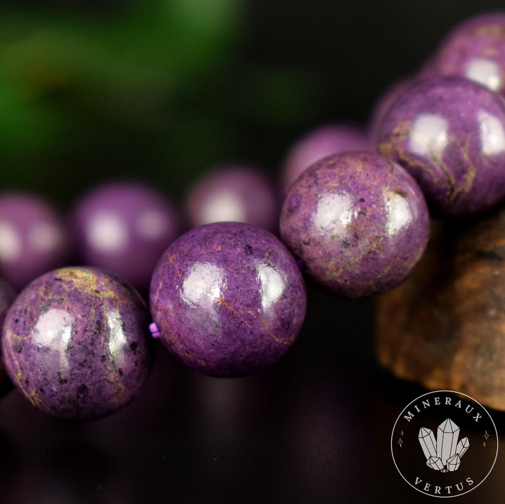 Bracelet Purpurite perles 12mm AAA - Calme - Purification - Clarté mentale