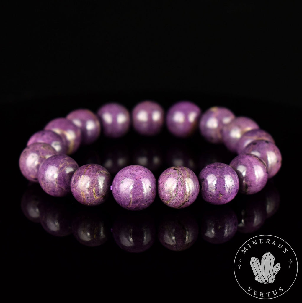 Bracelet Purpurite perles 12mm AAA - Calme - Purification - Clarté mentale