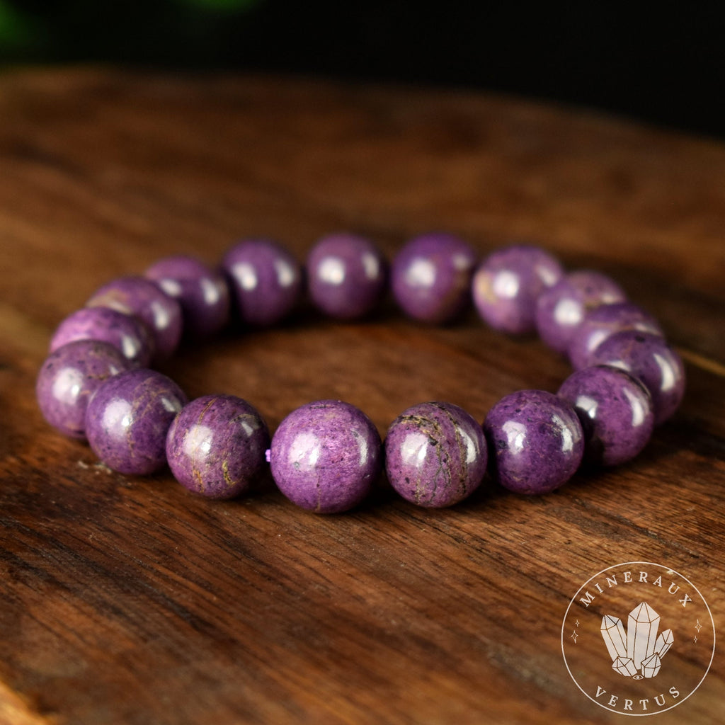 Bracelet Purpurite perles 12mm AAA - Calme - Purification - Clarté mentale