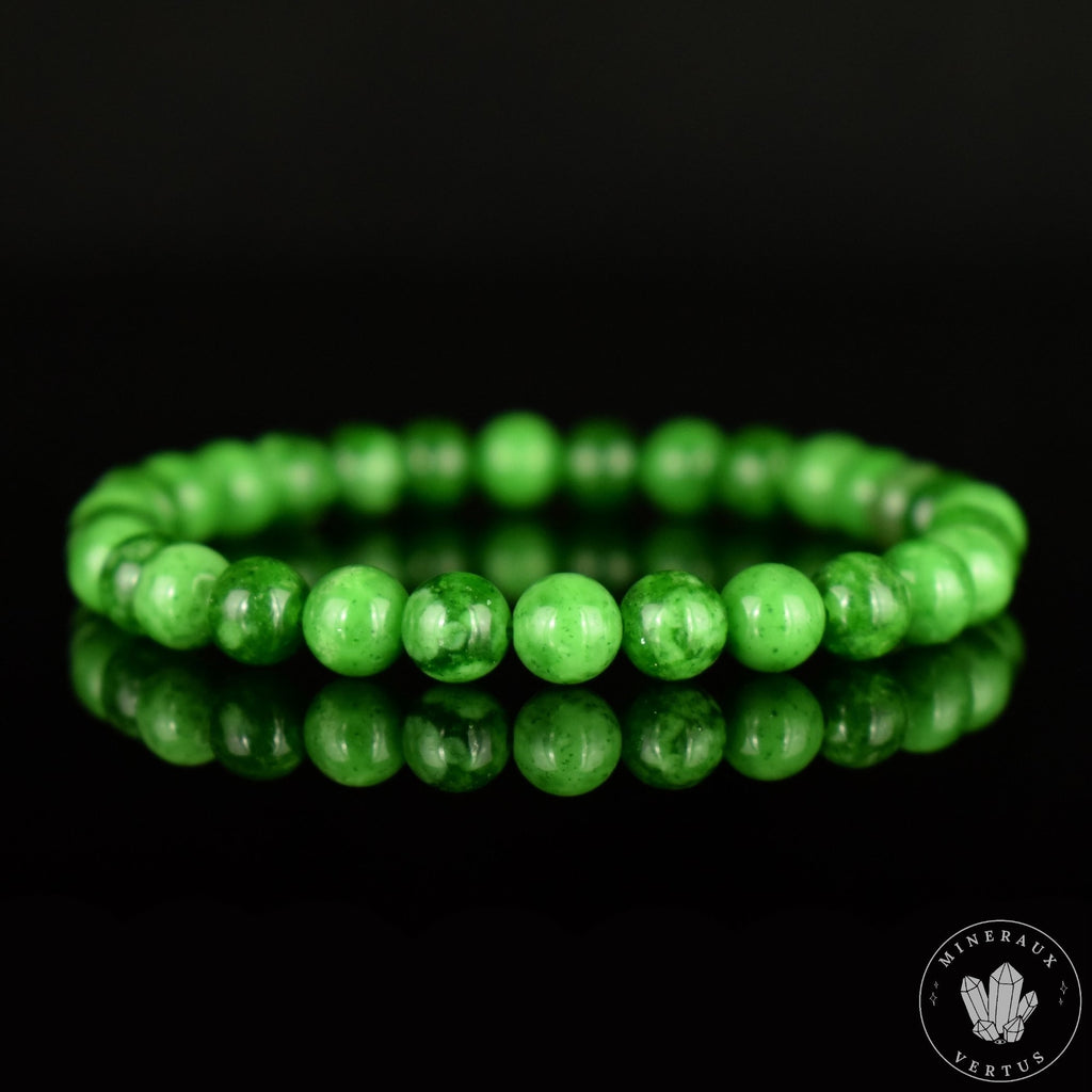 Bracelet Jade Maw Sit-Sit naturel perles 6mm , véritable Jade Kosmochlor - Chloromelanite