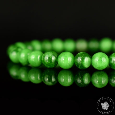 Bracelet Jade Maw Sit-Sit naturel perles 6mm , véritable Jade Kosmochlor - Chloromelanite