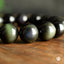 Bracelet Obsidienne Oeil Céleste 14mm perles rondes naturelles grade AAA, Clairvoyance Protection Purification