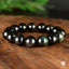Bracelet Obsidienne Oeil Céleste 14mm perles rondes naturelles grade AAA, Clairvoyance Protection Purification