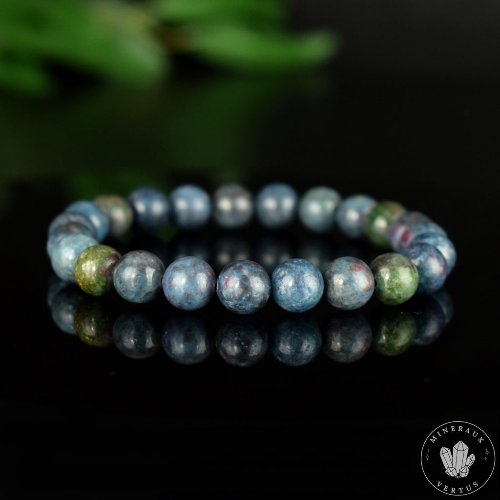 Bracelet Rubis Cyanite perles 9mm rondes naturelles - Libération - Circulation - Apaisement