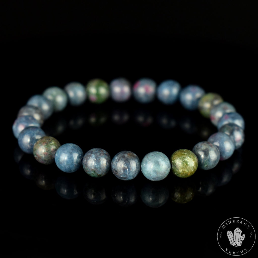 Bracelet Rubis Cyanite perles 9mm rondes naturelles - Libération - Circulation - Apaisement