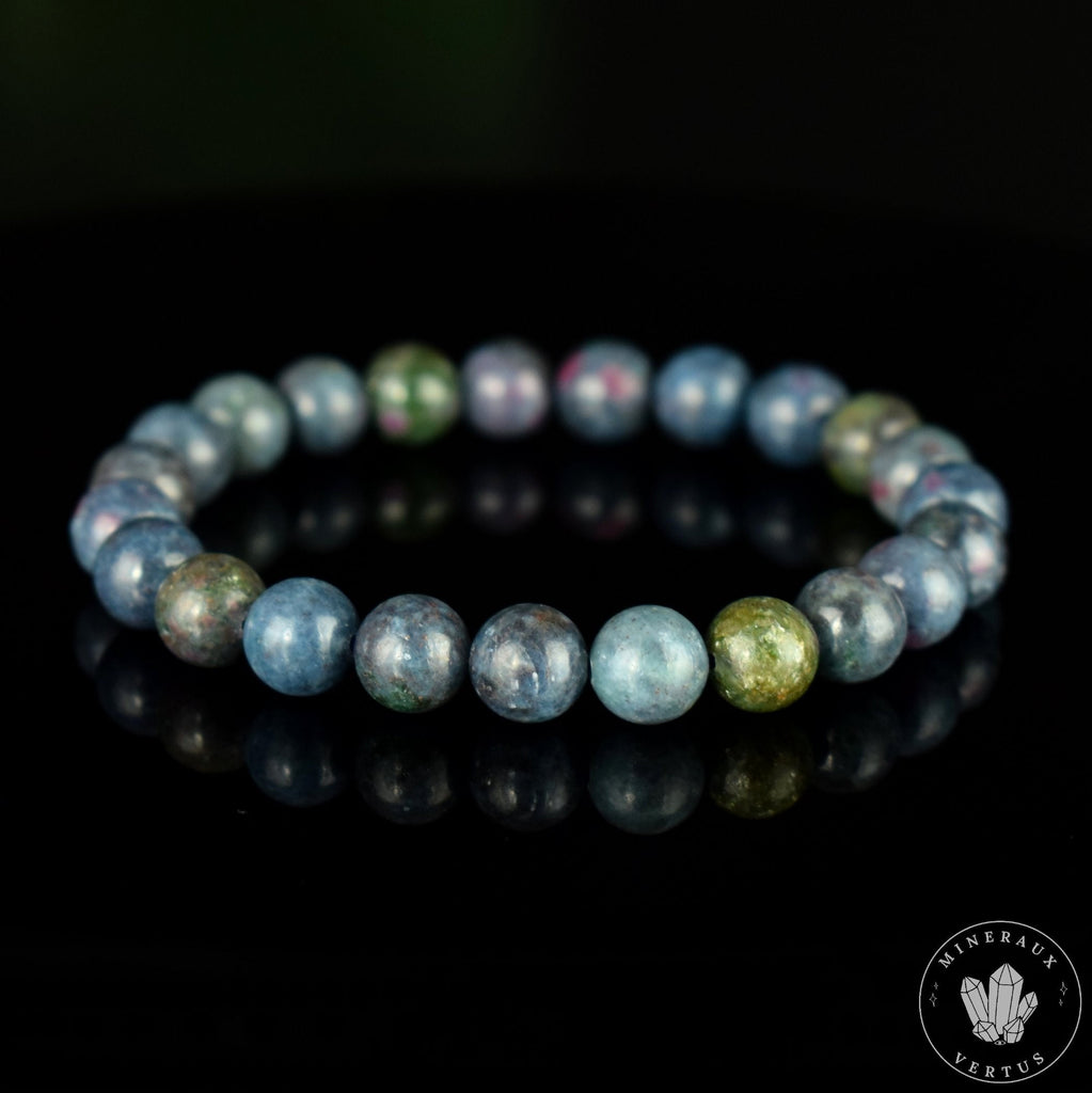Bracelet Rubis Cyanite perles 9mm rondes naturelles - Libération - Circulation - Apaisement