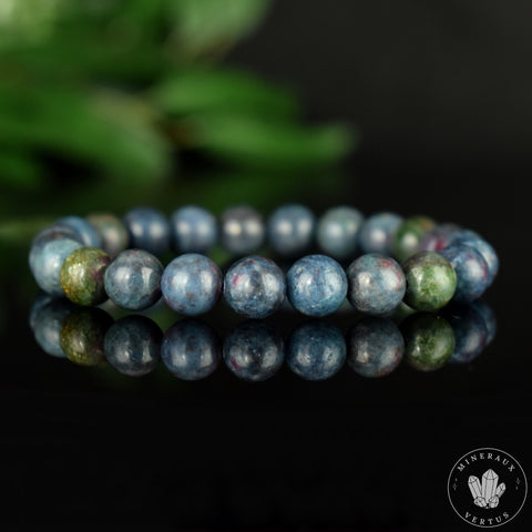 Bracelet Rubis Cyanite perles 9mm rondes naturelles - Libération - Circulation - Apaisement