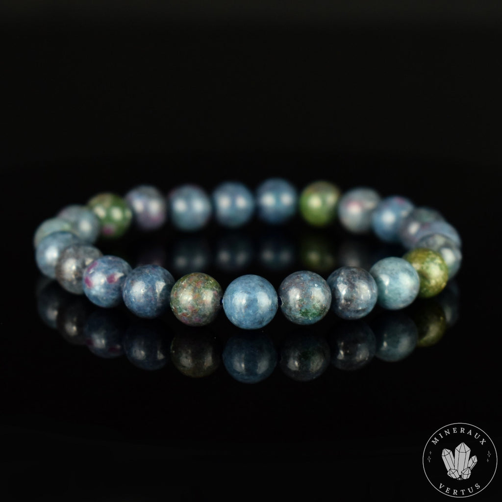 Bracelet Rubis Cyanite perles 9mm rondes naturelles - Libération - Circulation - Apaisement