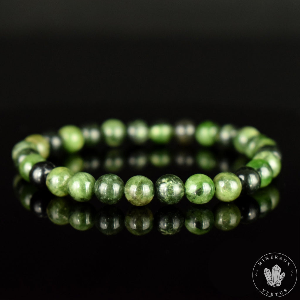 Bracelet Chrome Diopside 6mm perles rondes AA - Révélation - Croissance - Renouvellement