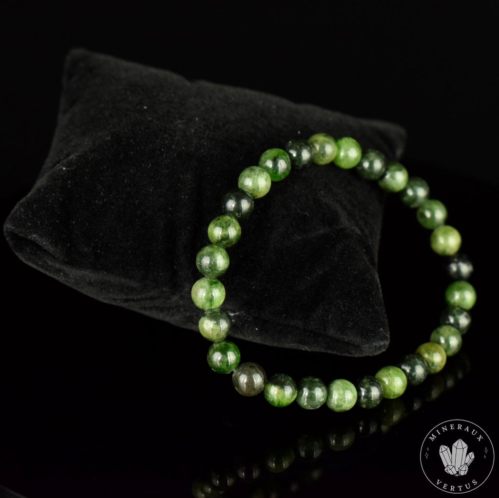 Bracelet Chrome Diopside 6mm perles rondes AA - Révélation - Croissance - Renouvellement