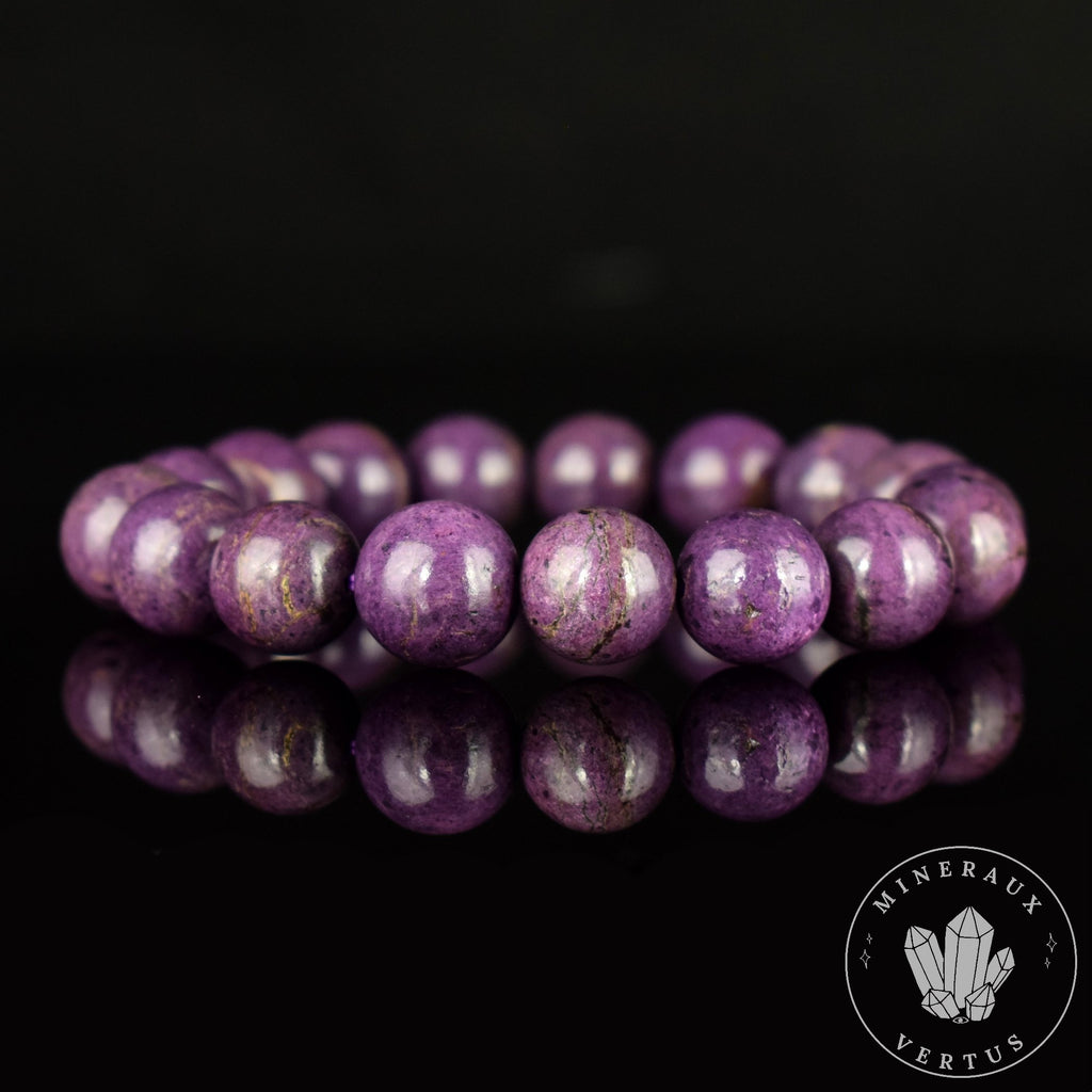 Bracelet Purpurite perles 12mm AAA - Calme - Purification - Clarté mentale