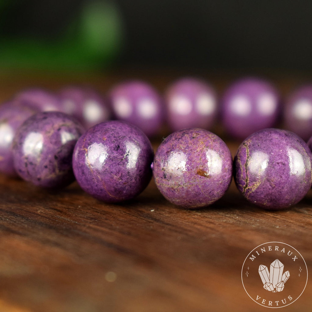 Bracelet Purpurite perles 12mm AAA - Calme - Purification - Clarté mentale