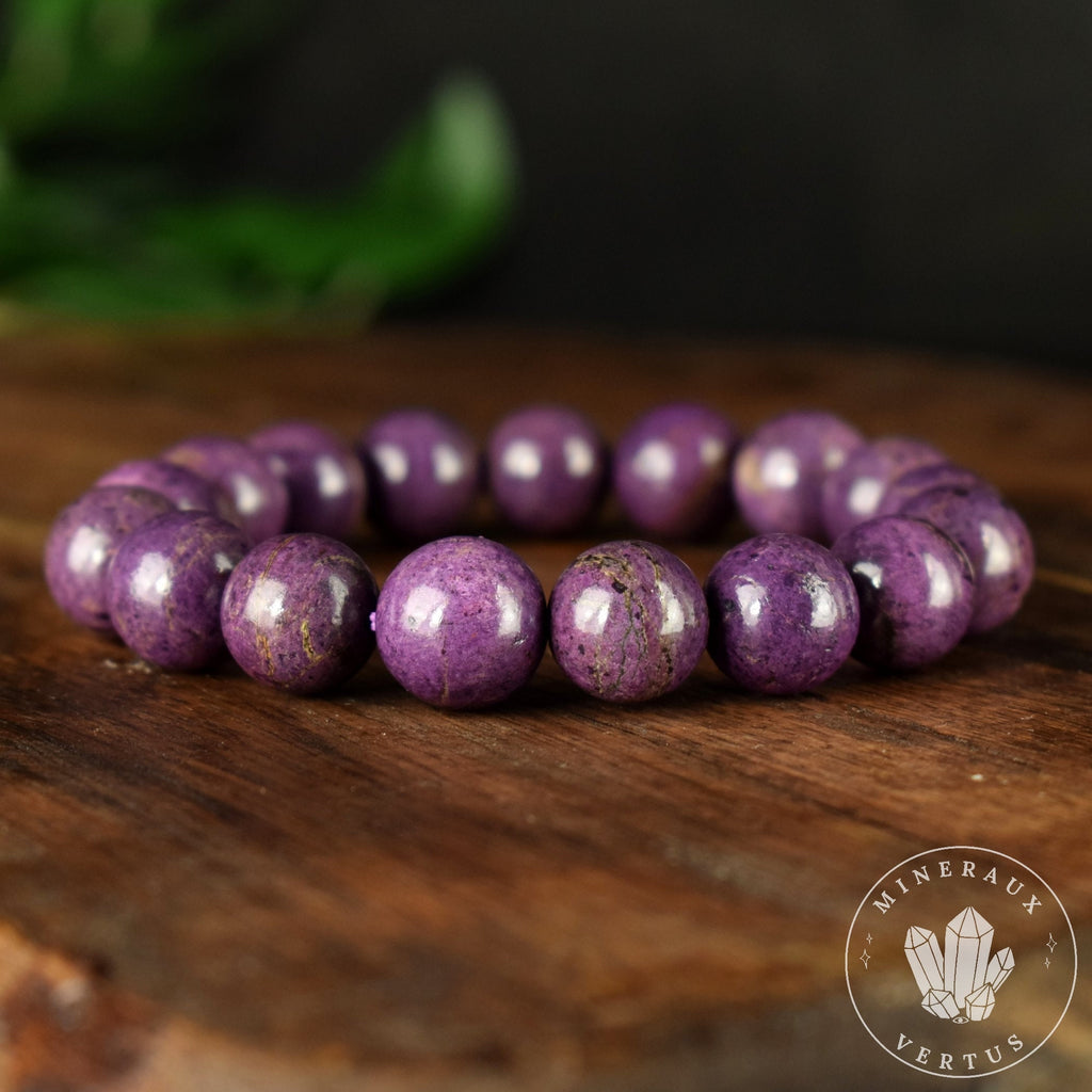 Bracelet Purpurite perles 12mm AAA - Calme - Purification - Clarté mentale