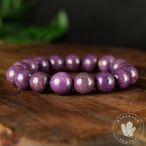 Bracelet Purpurite perles 12mm AAA - Calme - Purification - Clarté mentale