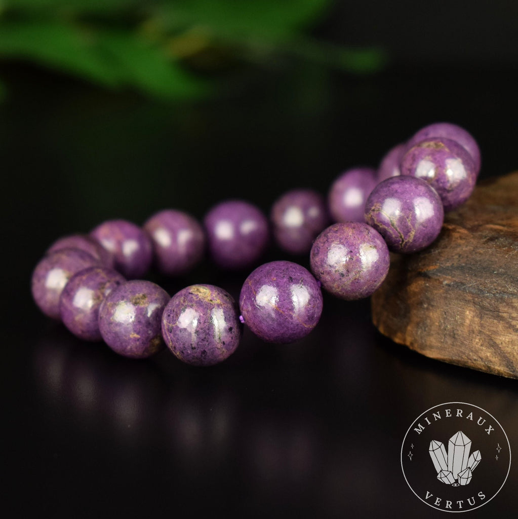 Bracelet Purpurite perles 12mm AAA - Calme - Purification - Clarté mentale