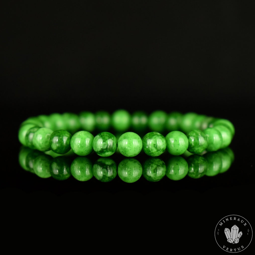 Bracelet Jade Maw Sit-Sit naturel perles 6mm , véritable Jade Kosmochlor - Chloromelanite