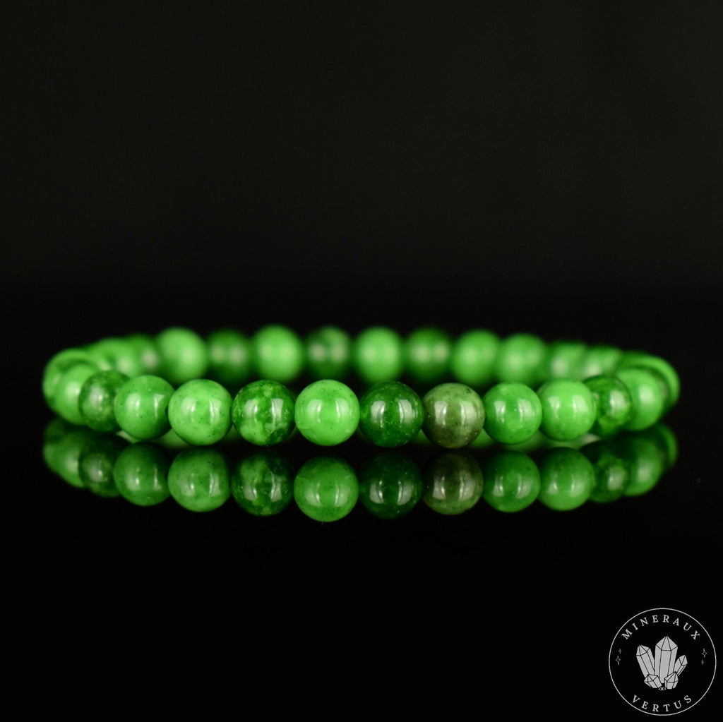 Bracelet Jade Maw Sit-Sit naturel perles 6mm , véritable Jade Kosmochlor - Chloromelanite