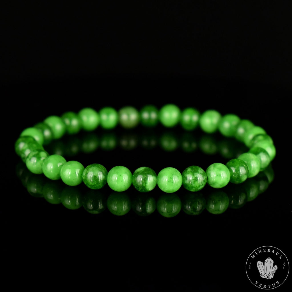 Bracelet Jade Maw Sit-Sit naturel perles 6mm , véritable Jade Kosmochlor - Chloromelanite