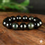 Bracelet Obsidienne Oeil Céleste 14mm perles rondes naturelles grade AAA, Clairvoyance Protection Purification