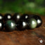 Bracelet Obsidienne Oeil Céleste 14mm perles rondes naturelles grade AAA, Clairvoyance Protection Purification