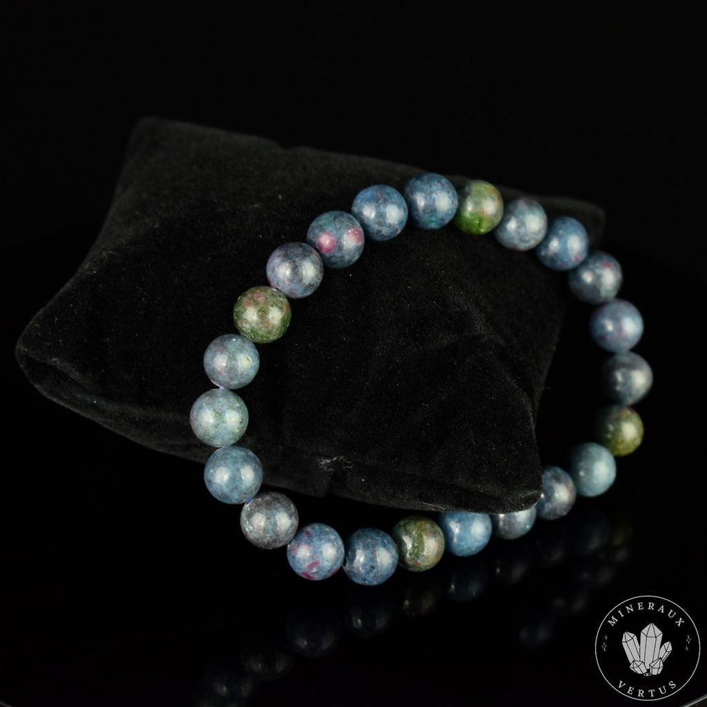 Bracelet Rubis Cyanite perles 9mm rondes naturelles - Libération - Circulation - Apaisement
