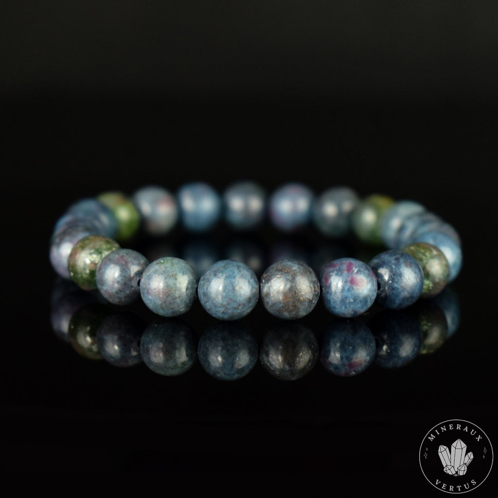 Bracelet Rubis Cyanite perles 9mm rondes naturelles - Libération - Circulation - Apaisement