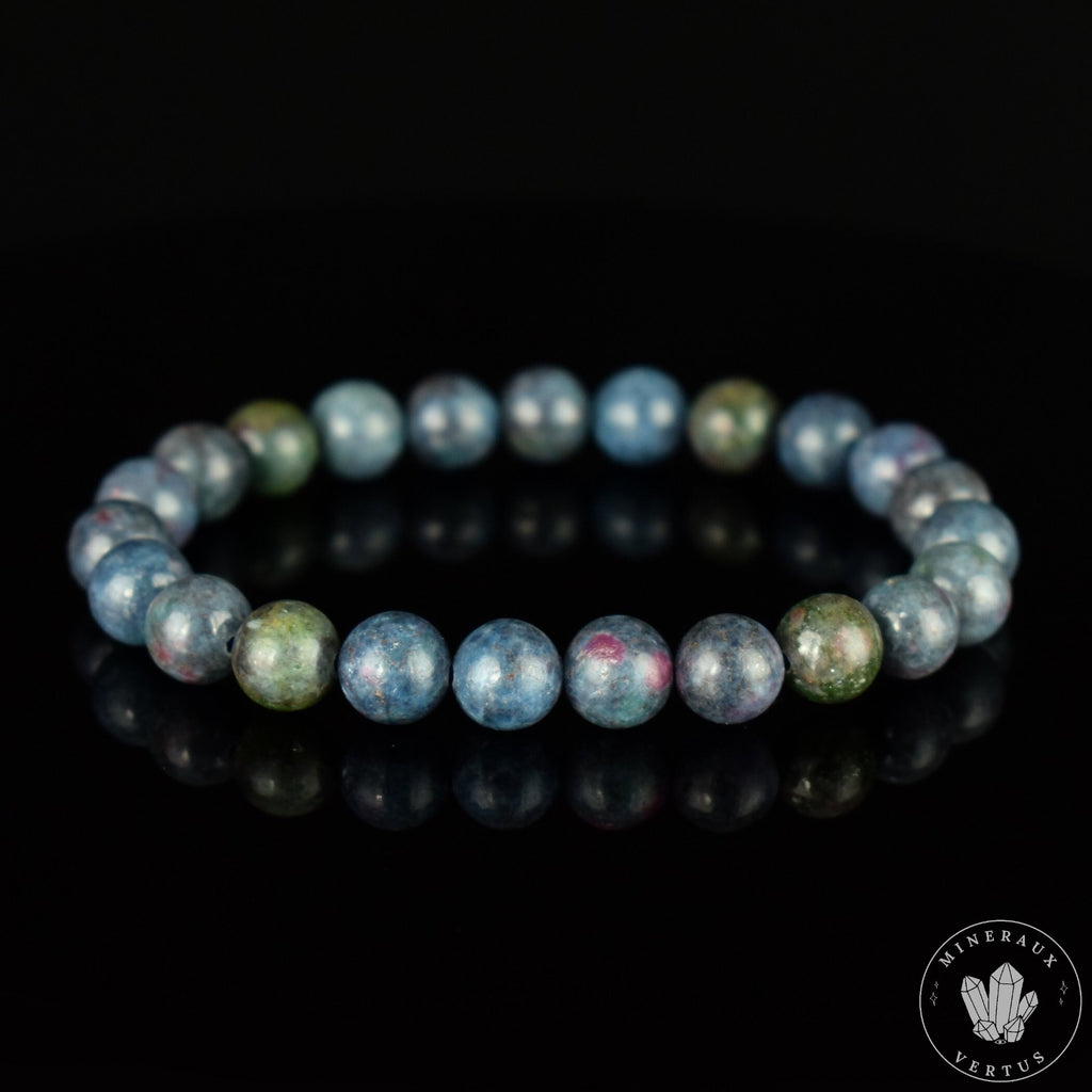 Bracelet Rubis Cyanite perles 9mm rondes naturelles - Libération - Circulation - Apaisement