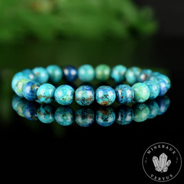 Bracelet Chrysocolle AAA 8mm perles rondes , Communication - Relaxation - Absorption