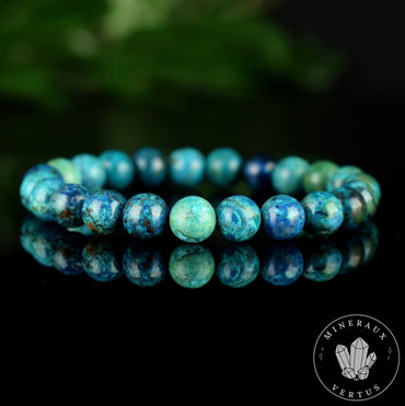 Bracelet Chrysocolle AAA 8mm perles rondes , Communication - Relaxation - Absorption