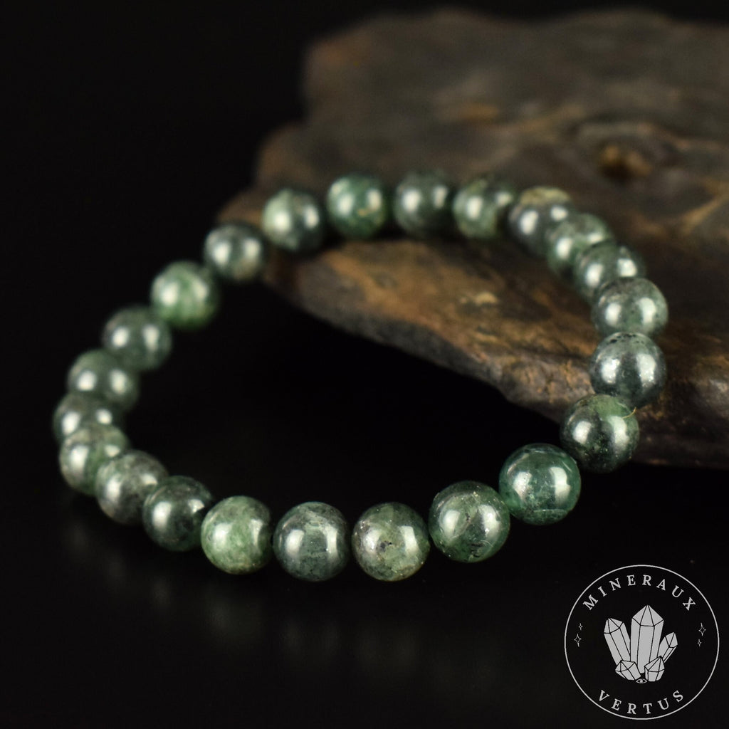 Bracelet Cyanite Verte Disthène Vert perles 8mm rondes naturelles - Libération - Circulation - Apaisement