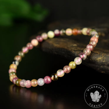Bracelet Tourmaline Multicolore perles 4.5mm rondes - Révélation - Croissance - Renouvellement