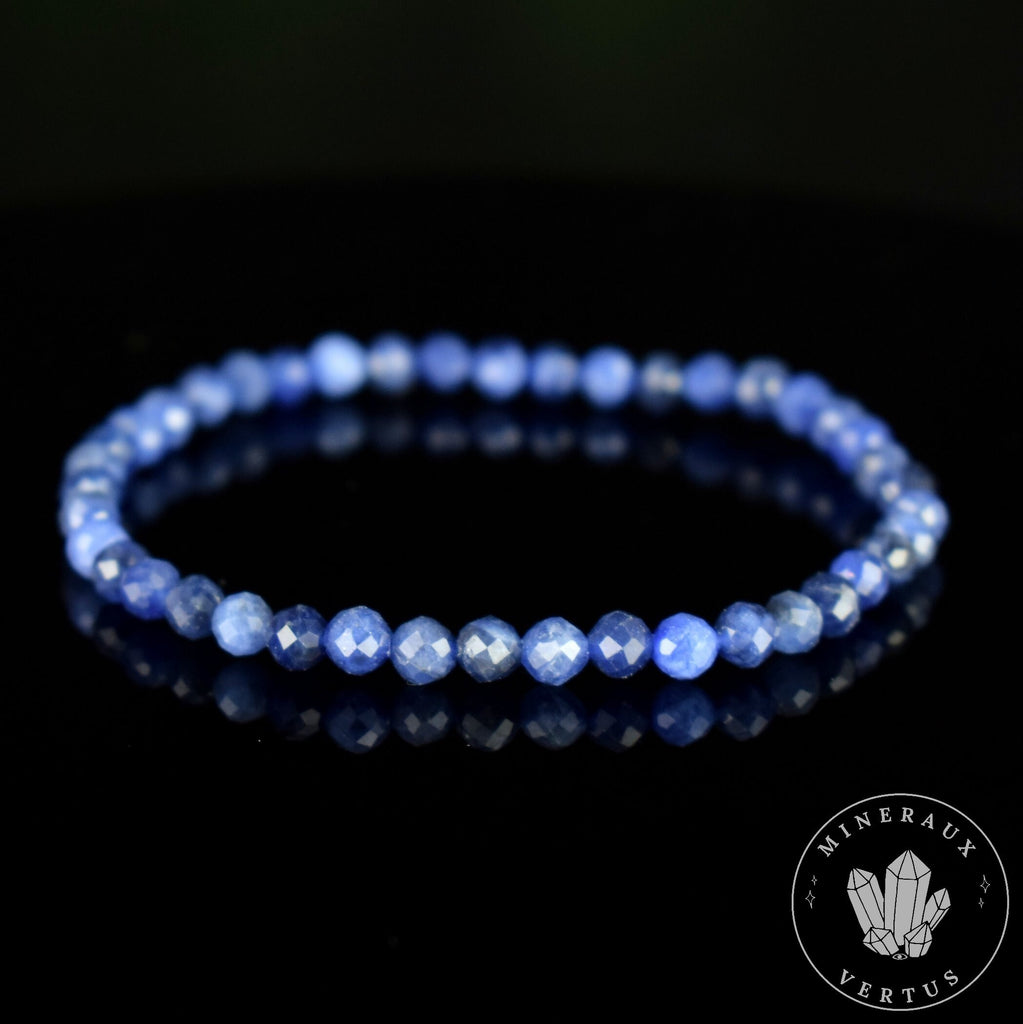 Bracelet Sodalite Naturelle Facettée 4mm – Bracelet Bleu Élégant – Pierre Fine Véritable – Bijou Minimaliste Bohème - Méditation - Paix
