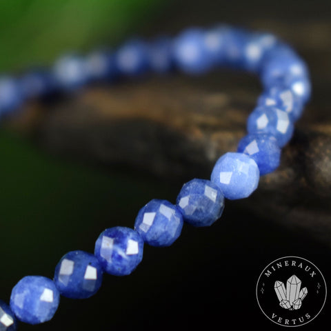 Bracelet Sodalite Naturelle Facettée – Bracelet Bleu Élégant – Pierre Fine Véritable – Bijou Minimaliste Bohème