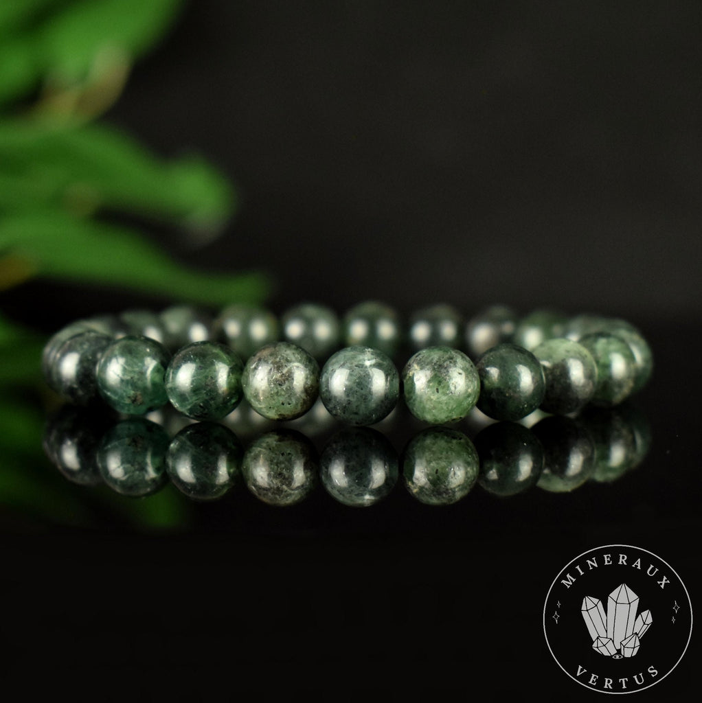 Bracelet Cyanite Verte Disthène Vert perles 8mm rondes naturelles - Libération - Circulation - Apaisement