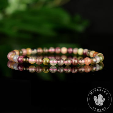 Bracelet Tourmaline Multicolore perles 4.5mm rondes - Révélation - Croissance - Renouvellement