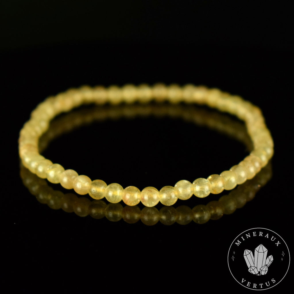 Bracelet Apatite Jaune perles 4mm rondes AA - Guérison - Equilibre spirituel